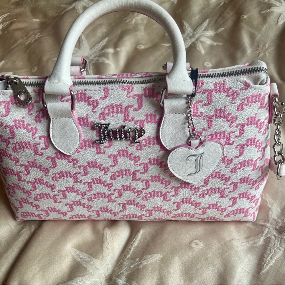 Juicy Couture Pink and White Logo Satchel brand new with tags